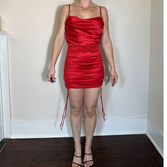 Oh Polly All For You Red Lace trim Mini Dress Size 4 - Picture 5 of 10